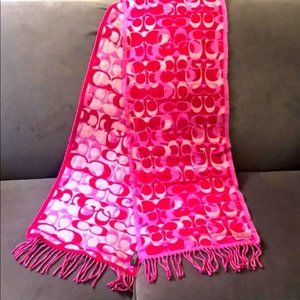 Pink Coach Optic Signature Wool & Cashmere Scarf